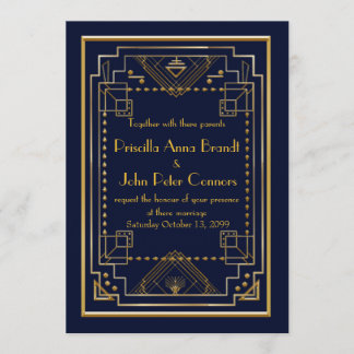carte faire-part de mariage, Grand Gatsby, marine,