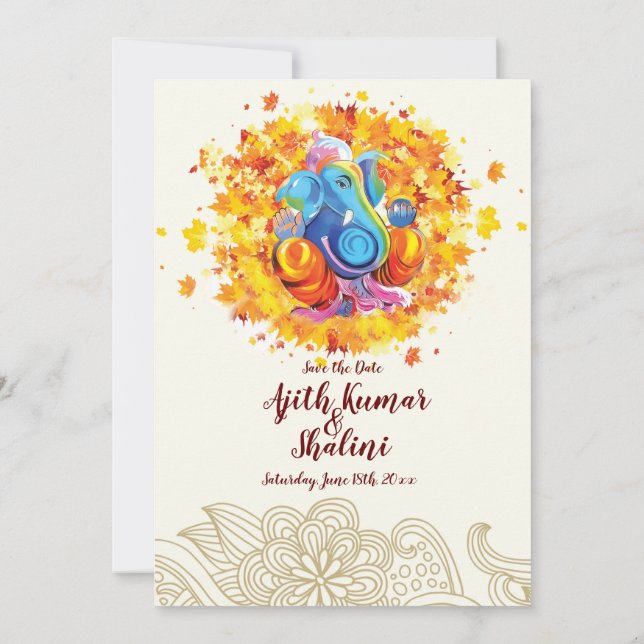 Carte Faire-part de mariage hindoue (Dos)