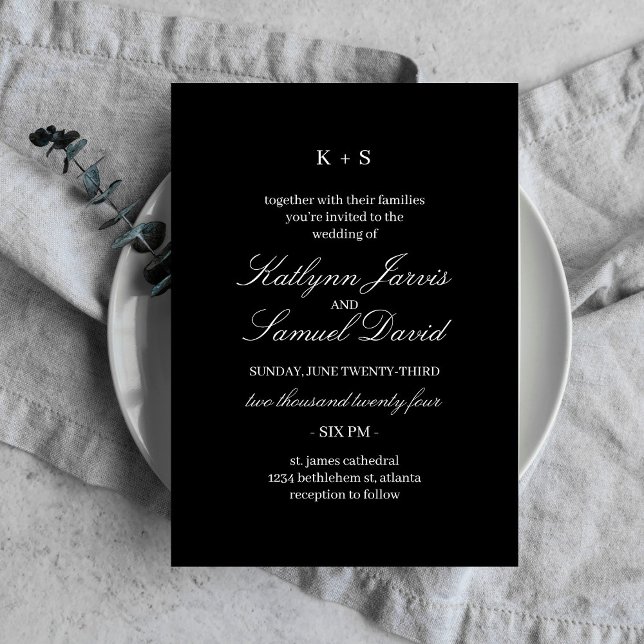 Carte faire-part de mariage Noir Vente Moderne (Créateur téléchargé)