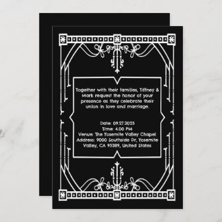 Carte Faire-part de mariage noire personnalisée