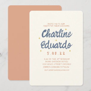 Carte Faire-part de mariage Pastel Retro