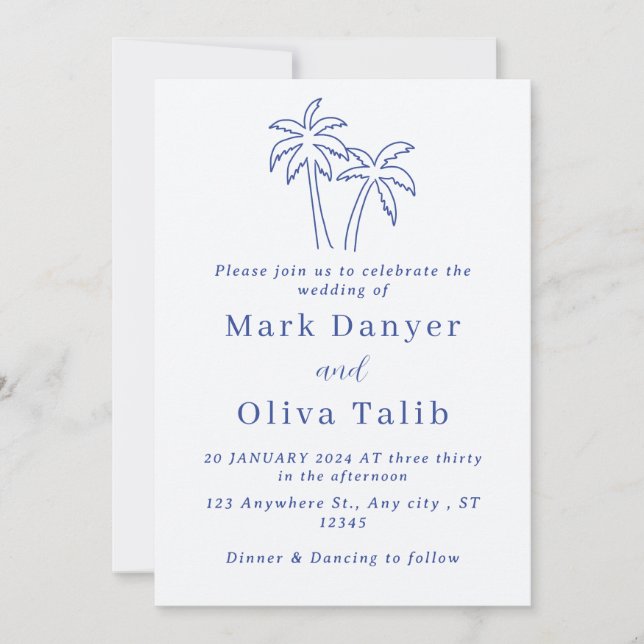 Carte Faire-part de mariage personnalisée - Élégan (Devant)