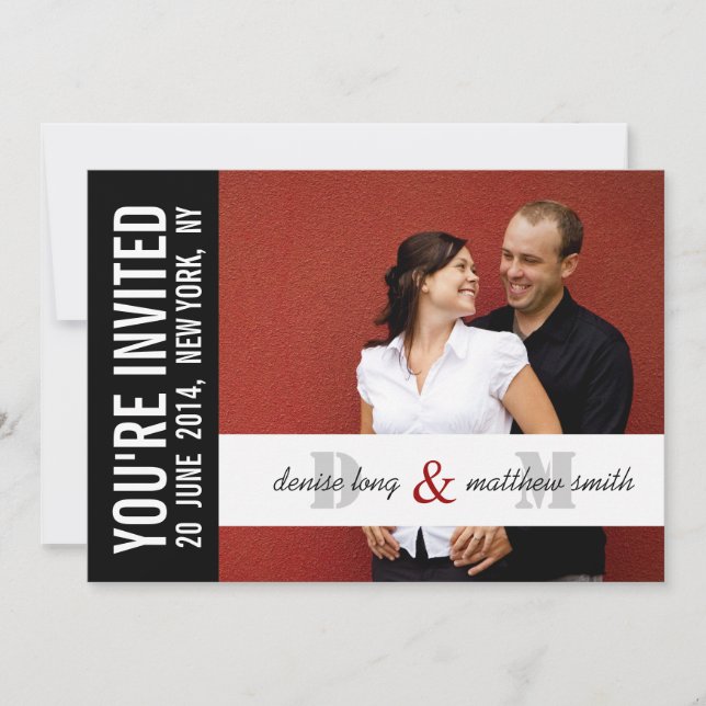 Carte Faire-part de mariage photo moderne| Monogra (Devant)