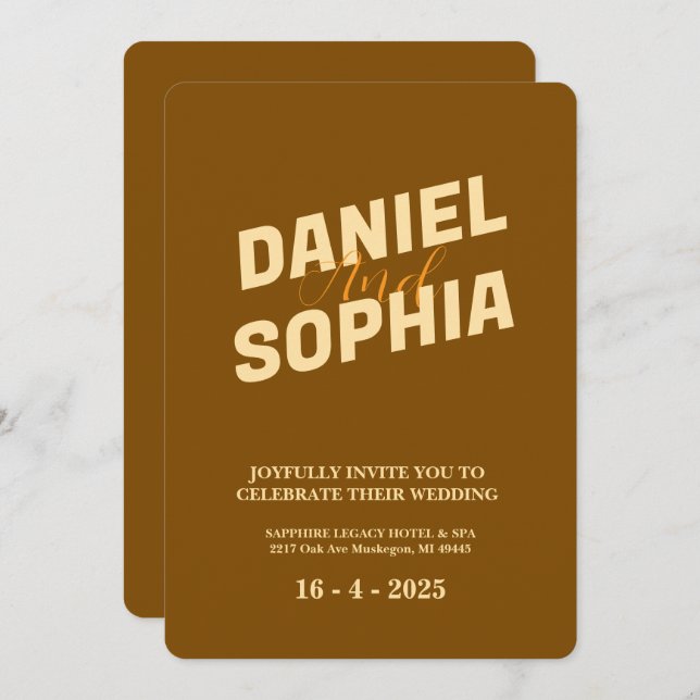 Carte faire-part de mariage rétro (Devant / Derrière)