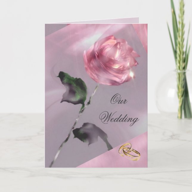 Carte Faire-part de mariage rose (Devant)
