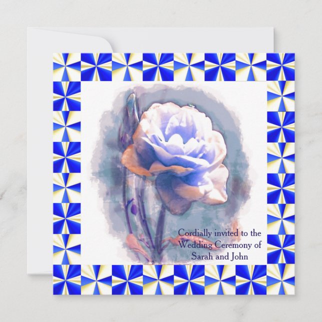 Carte Faire-part de mariage Rose bleu (Devant)
