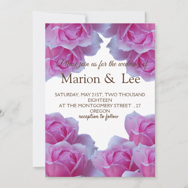 Carte faire-part de mariage, Roses remarquables (Devant)