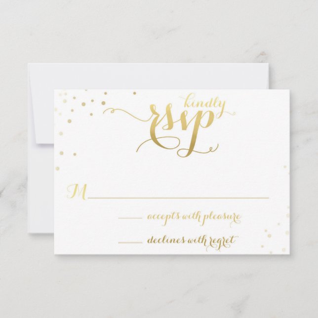 Carte Faire-part de mariage RSVP Gold Foil (Devant)