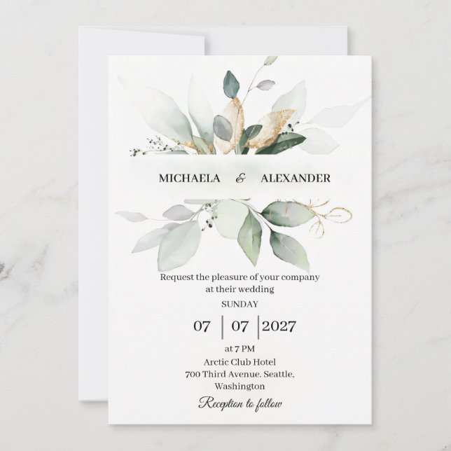 Carte faire-part de mariage simple (Devant)