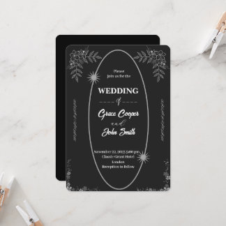 Carte faire-part de mariage simple en noir et blan