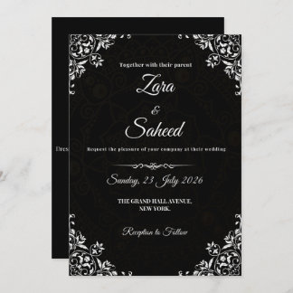 Carte Faire-part de mariage simple noir et blanc