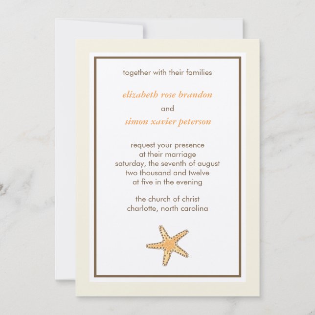 Carte faire-part de mariage Starfish (Devant)