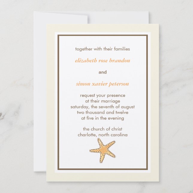 Carte faire-part de mariage Starfish (Devant)