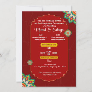 Carte Faire-part de mariage traditionnelle rouge