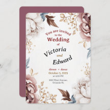 Carte Faire-part de mariage Victorian Peony Luxe