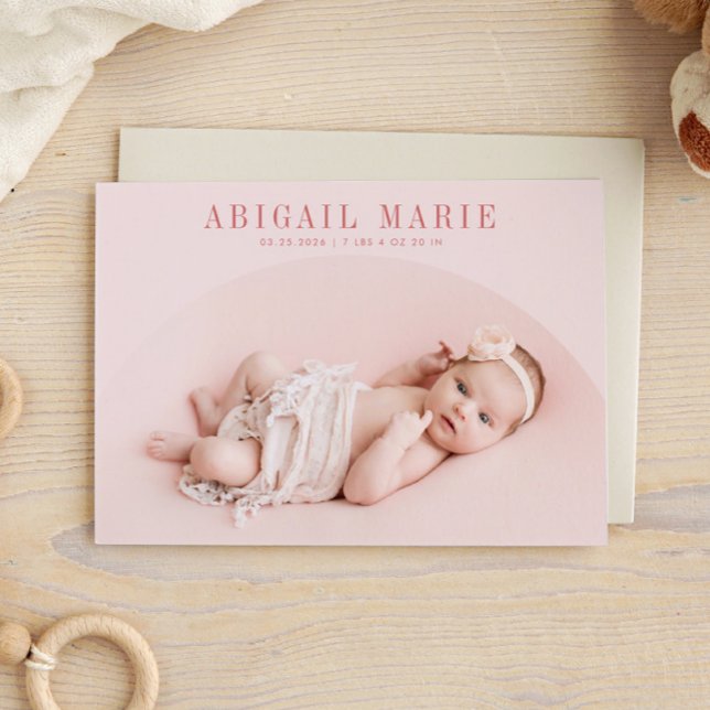 Carte Faire-part de naissance à cadre en arc rose (Créateur téléchargé)