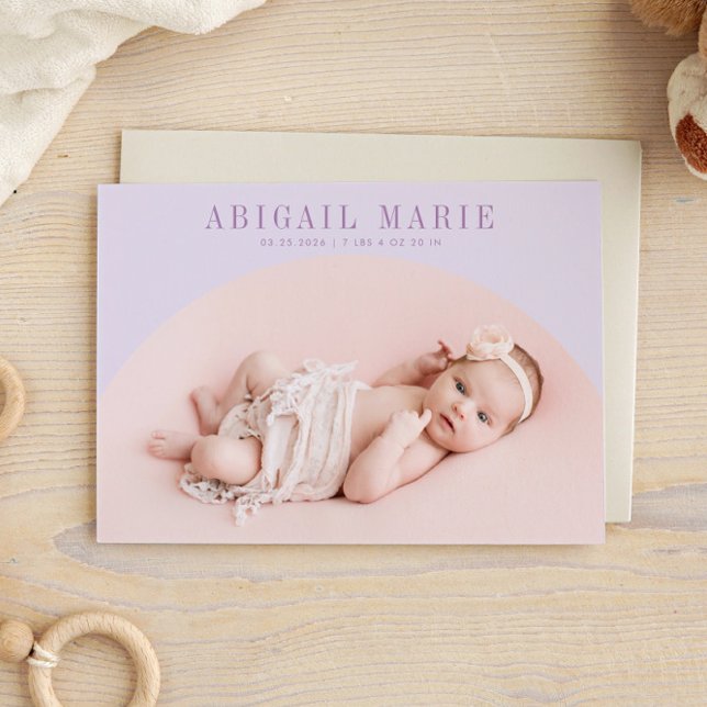 Carte Faire-part de naissance à cadre en arc viole (Créateur téléchargé)