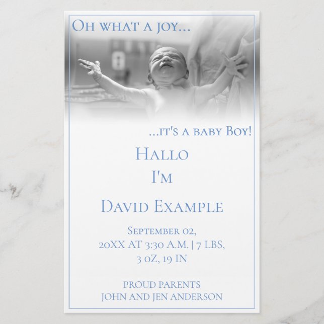 Carte faire-part de naissance avec bébé (Devant)