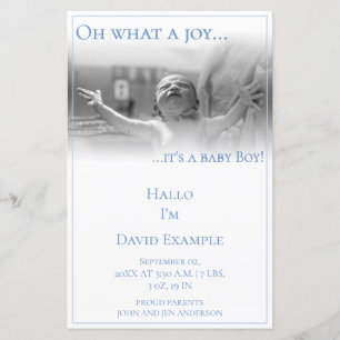 Carte faire-part de naissance avec bébé