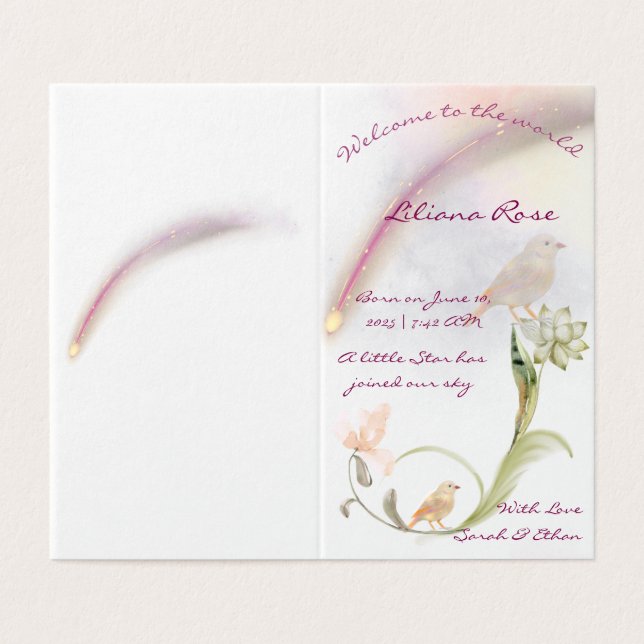 Carte Faire-part de naissance bébé aquarelle (Outside Unfolded)
