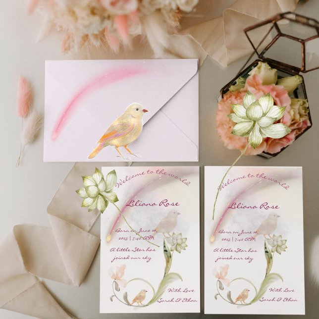 Carte Faire-part de naissance bébé aquarelle (Créateur téléchargé)