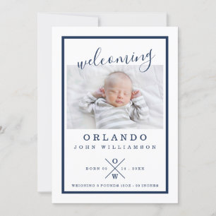 Carte Faire-part de naissance bébé - Modern Navy &