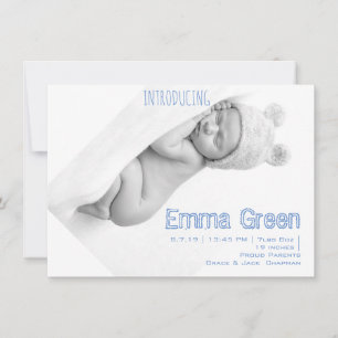Carte Faire-part de naissance bébé photo nouveau-n