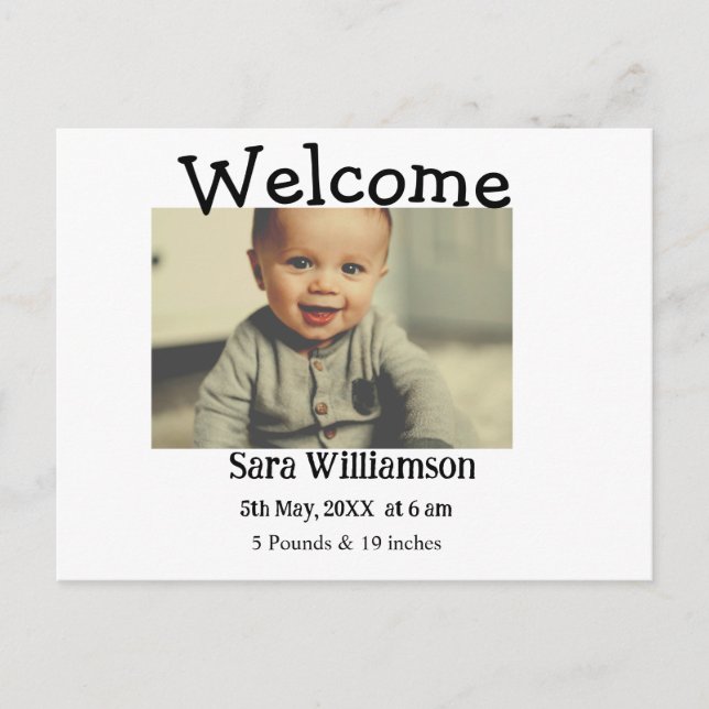 Carte faire-part de naissance de montage minimale (Devant)