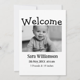 Carte faire-part de naissance de montage minimale