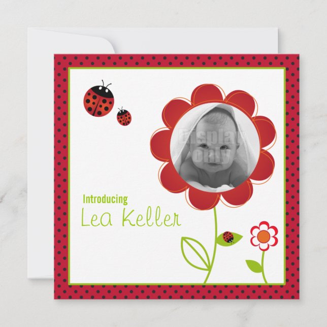 Carte faire-part de naissance Ladybug (Devant)