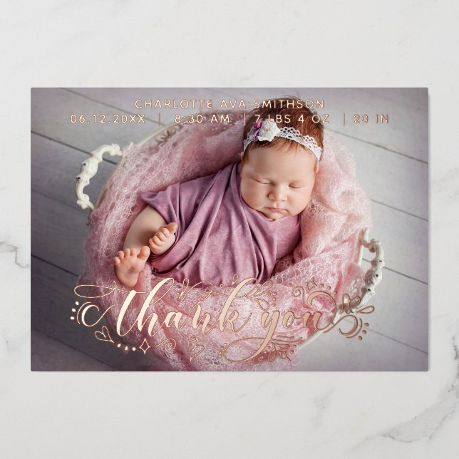 Carte Faire-part de naissance personnalisée Merci (Recto)