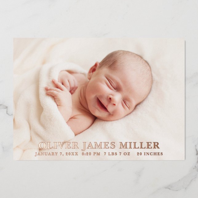 Carte Faire-part de naissance photo avec huile (Recto)
