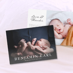 Carte Faire-part de naissance photo Love and Thank