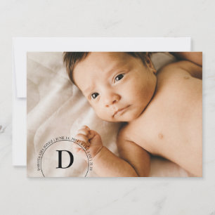 Carte Faire-part de naissance photo Monogramme cir