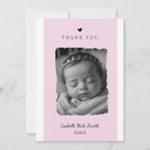 carte faire-part de naissance rose avec photo