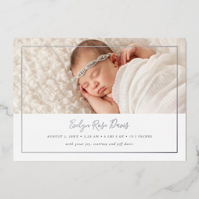 Carte Faire-part de naissance Shimmer 3 Photo Real (Recto)