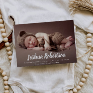 carte faire-part de naissance tendance en lettres