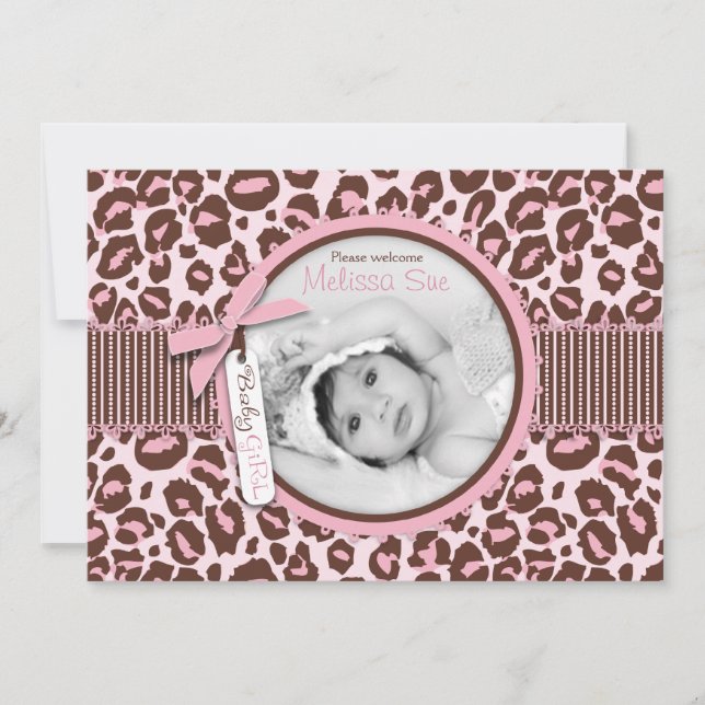 Carte Faire-part fille Cheetah (Devant)