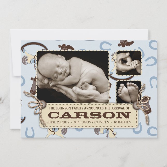 Carte Faire-part garçon Cheval-Roche 2 (Devant)