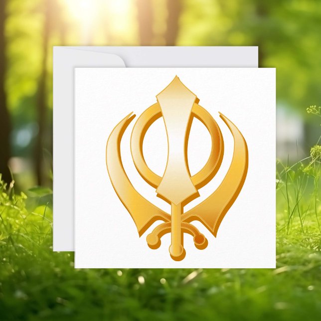 Carte Faire-part/Invitation Sikh (Gold Khanda, symbol of the Sikh religion.  Customize announcement or invitation with your text .)