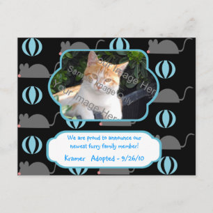 Carte Faire-part photo d'adoption de chat de souri