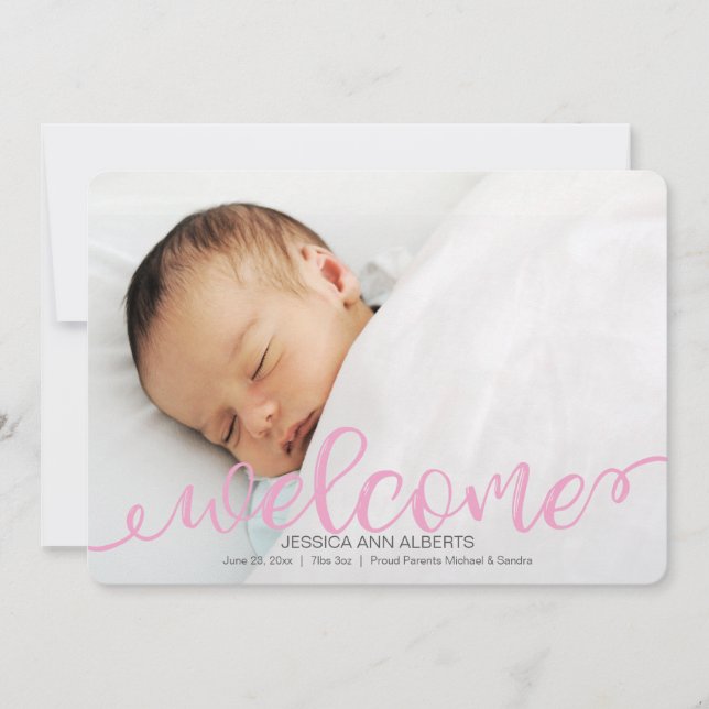 Carte Faire-part photo de naissance de bébé manusc (Devant)