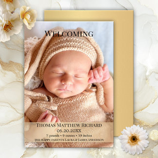 Carte Faire-part photo de naissance pour bébé en o