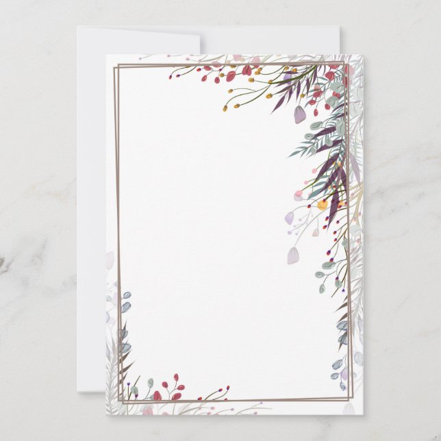 Carte Faire-part Plat - Coin Avec Fleurs (Devant)