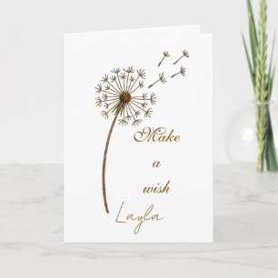 Carte Faire un Vœu Dandelion Texte Personnalisé