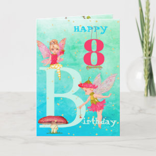 Carte Fairies Champignons Imaginaire mignonne Bleu Or Ag