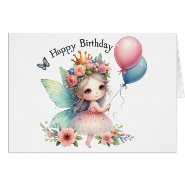 Carte Fairy Birday Card (Devant Horizontal)