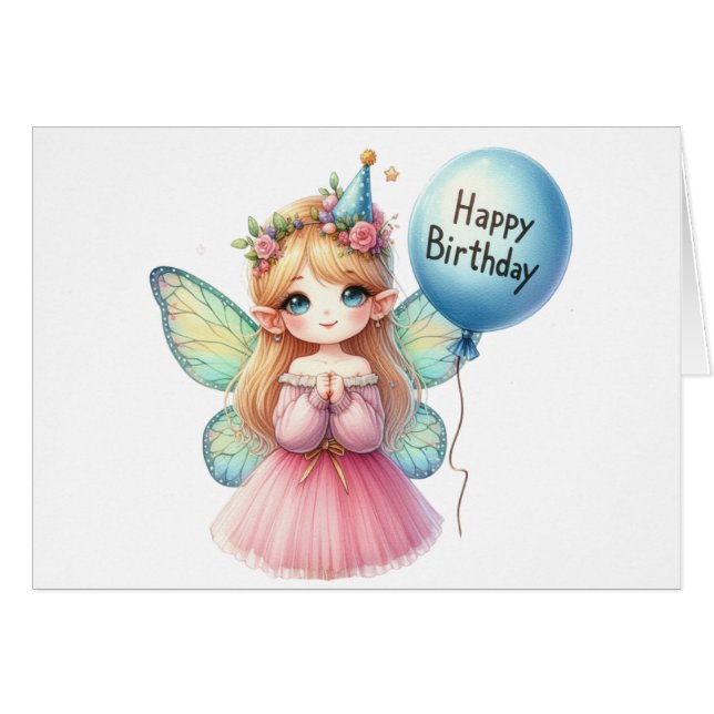 Carte Fairy Birday Card (Devant Horizontal)