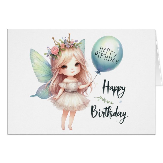 Carte Fairy Birday Card (Devant Horizontal)