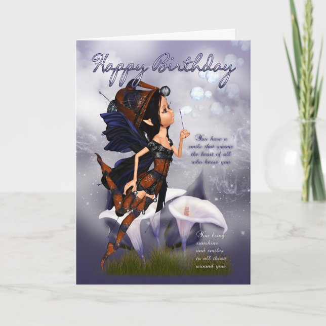 Carte Fairy Birthday Card - Fairy Blowbbles Birthard (Devant)